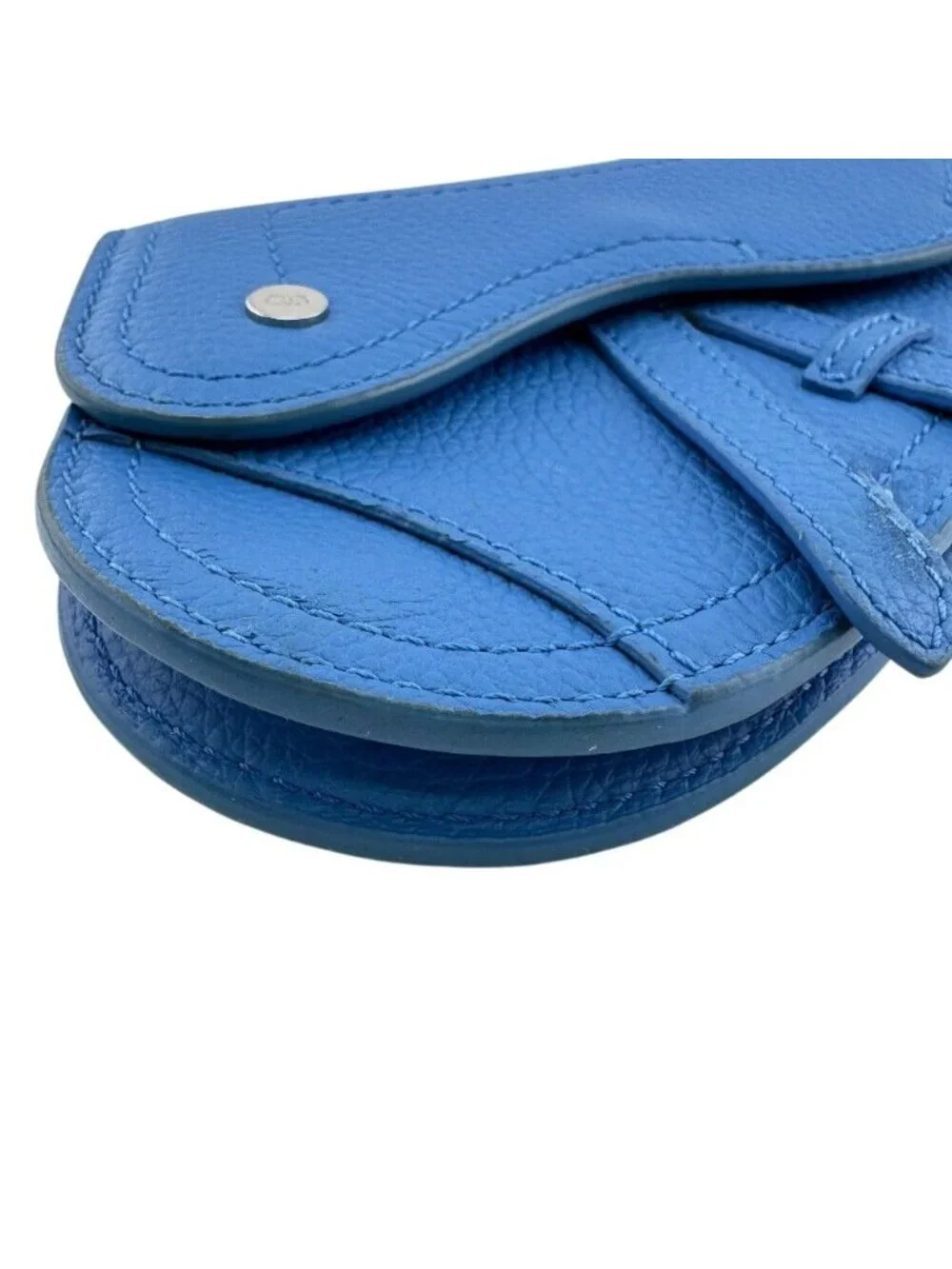 Dior Saddle Pouch Leather Coin Purse Blue